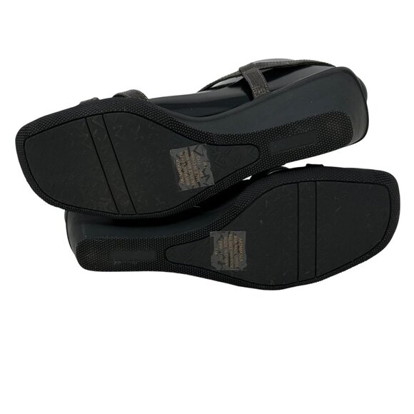 Anne Klein Makala Pewter Gray Wedge Sandals 7M Jewel Accents Ankle Strap - READ - Picture 13 of 15